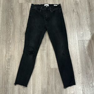 Frame Le High Skinny Crop black denim distressed skinny jeans size 27